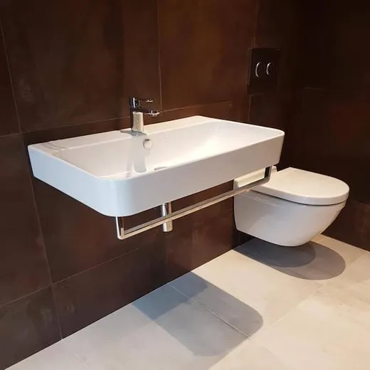 Wall-mounted bathroom basin installation